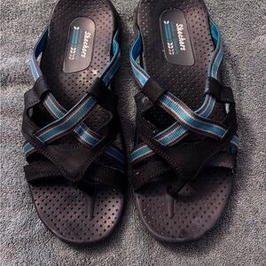 Skechers Black and Blue Sporty Sandals with Crisscross Straps